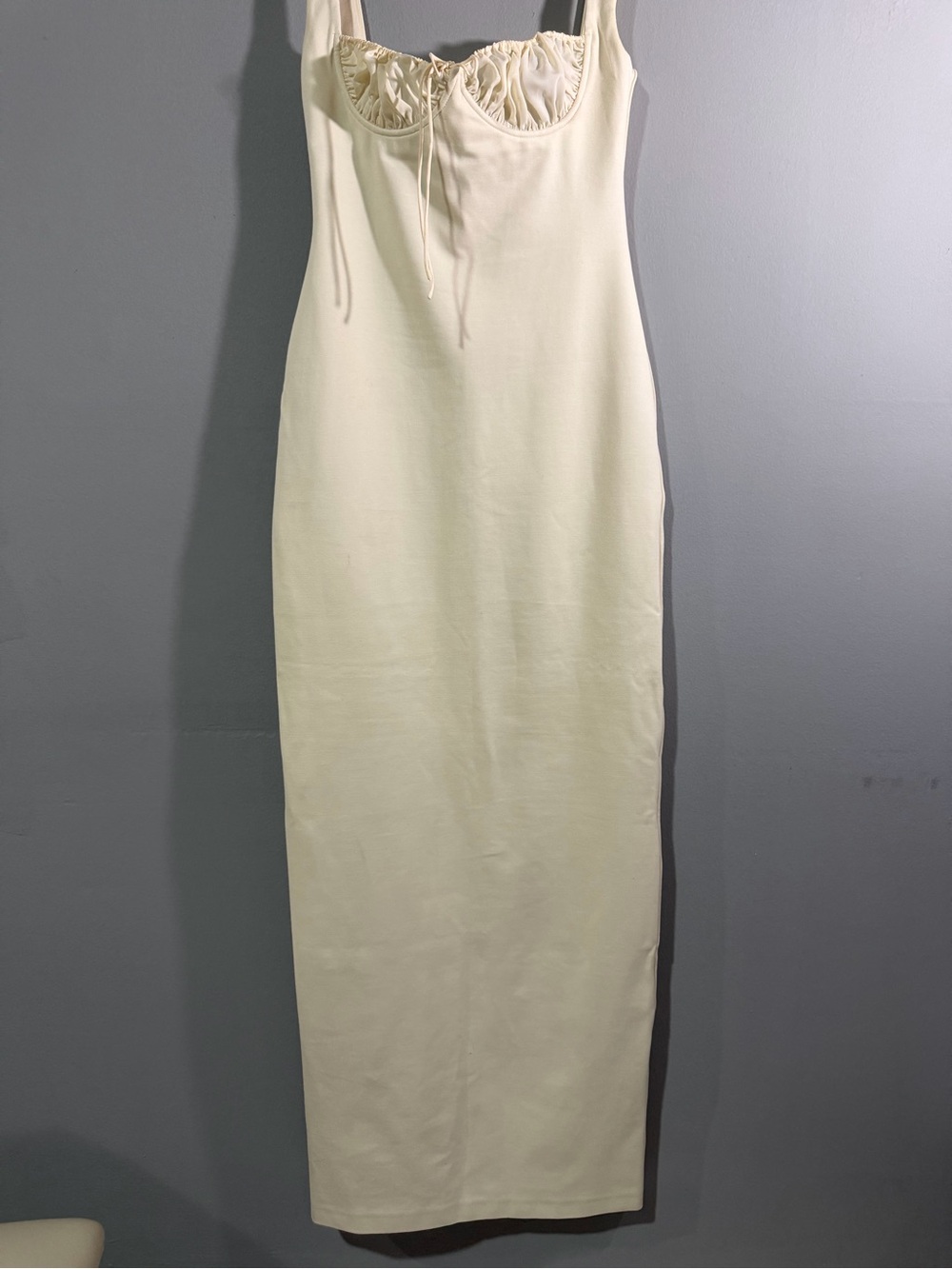 Cream Ruffle-Front Maxi Slip Dress - Picture 3 of 6